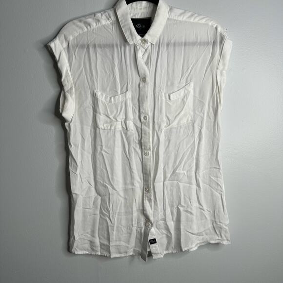 Rails Tops - Rails White Whitney Cap sleeve button up top size small